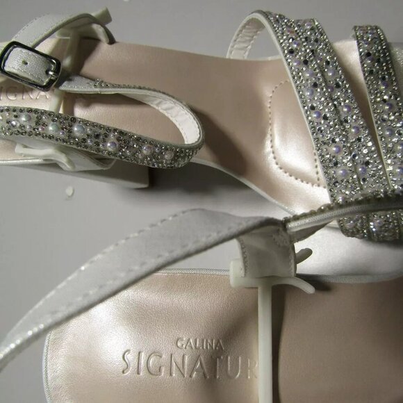 NEW GALINA Signature Peace Satin and Crystal Platform Heels Women's Size 9 - Picture 3 of 7